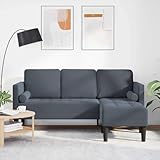 Massbinet Ecksofa L Form Sofa Sofa Set Dunkelgrau 173 x 131 x 67 cm Samt