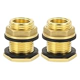 PATIKIL Messing-Schottverschraubung, 2 Stück, 1,27 cm NPT-Innengewinde x 1,9 cm GHT-Außengewinde, Gartenschlauch-Gewinde, Doppelgewinde, Schott-Wassertank-Anschluss für Regeneimer, Waschbecken,