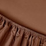 Kayori Kai Spannbettlaken 100% Baumwolle Braun 90x210-220 cm, Matratzenhöhe bis 35cm, Bügelfrei Pflegeleicht