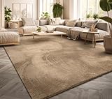 TT Home Teppich Wohnzimmer Kurzflor Anti-Rutsch Rückseite Einfarbiges Design Waschbar, Farbe: Dunkelbeige, Größe:140x200 cm