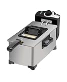 Cecotec Cleanfry Elektrische Fritteuse, 3 l, Full Inox, 2.000 W, Edelstahl, OilCleaner-Filter, Körper, Behälter, Deckel und Korb aus Edelstahl, Deckel mit Fenster und Geruchsfilter