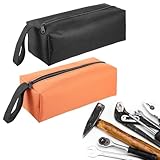 oruola 2 Stück Werkzeugtasche Klein,Werkzeug Tasche Klein,Wasserdicht Reißverschluss Kleine Werkzeugbeutel,Verschleißfest Segeltuch Tool Bag für Organisationstools,Schwarz & Orange