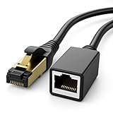 1aTTack.de 1x 0.5m CAT8.1 RJ45 Verlängerung CAT8 Patchkabel Netzwerkkabel 40 GBit/s 2000 MHz S-FTP Kupfer PIMF 1x RJ45 Stecker 1x RJ45 Buchse für LAN Ethernet Gaming Streaming - Schwarz