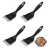 Jubaopen 4 Stück Grillbürste Grillreiniger Bürste aus Stahldraht Schwarz BBQ Zubehör Drahtbürste mit PP Griff und 430 Zinkflocken 21cm Premium Grill Bürste Grillcleaner Brush