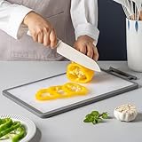 Kindersicheres, doppelseitiges Kunststoff-Schneidebrett mit Cartoon-Designs für Kinder, Schneidebrett für die Lebensmittelzubereitung für die Küche (Grau 2)