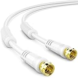 deleyCON 2m SAT TV Antennenkabel Koaxial Kabel HDTV 4-fach Schirmung DVB-S DVB-S2 Radio DAB Mantelstromfilter Ferritkern - Weiß