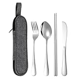 YAOPIU Reisebesteck Set | Edelstahl Geschirr Set,Wasserdichtes Besteck für Schule Wohnheim Arbeitsplatz Küche Camping Rucksackreisen Outdoor College Picknick