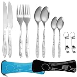 Edelstahl Besteck Campingbesteck 2 Personen Tragbare Outdoor Besteck Set Wiederverwendbare Edelstahl Reisebesteck Mit Etui 10 Stück Camping Besteck Für Reise Camping Picknick Schul.