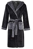 Slumber Hut Luxuriöser Jungen-Bademantel aus Fleece, mit Kapuze, warm, zottelig, Kuschel- oder Flanellstoff, Marineblau, Grau, Größe 7, 8, 9, 10, 11, 12, 13 Jahre, Schwarz / Charcoal Gray, 14-15 Years