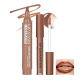 Prreal 2PCS Liquid Lipstick and Lip Liner Set, Velvety Nude Lip Liner Stain, Waterproof Tattoo Lip Mark Pen, LipLiner Pencil and Lip Gloss, Long Lasting Non-stick Cup Liquid Makeup Set, 01+08