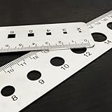 Solaughguy Edelstahl-Lineal mit runden und quadratischen Löchern zum Messen, 310 mm Skala für Büro, Outdoor und Studenten, Multifunktionswerkzeug (Rundloch-Lineal)