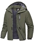 Peakwell Herren Angeln Winter Skijacke Warme Funktionsjacke Outdoor-Sport Wanderjacke Lange Schneejacke Hiking Herrenjacke, Armeegrün 3XL