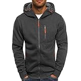Loalirando Herren Sweatjacke Hoodie Kapuzenjacke mit Reißverschluss Oversized Sweatshirt Kapuzenpullover Sportjacke Outdoorjacke (Dunkelgrau, L)
