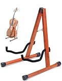 Musbeat Cello Ständer, A-Rahmen Celloständer mit Bogenhalter, Handgefertigter Cello Stand Holz mit Gepolstertem Schaumstoff, Mahagoni-Holzboden, Cello-ständer für 1/8, 1/4, 1/2, 3/4, 7/8, 4/4 Cello