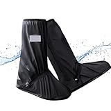 Wasserdichte Schuhüberzieher, Faltbare Wasserdicht Überschuhe für Männer Frauen, Rutschfest Regenüberzieher Schuhe, Wiederverwendbare Regenstiefel Schuhabdeckung mit Reflektorstreifen (XL (43-45 EU))