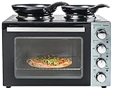 Bestron AOV31CP Kleinküche, Mini-Backofen mit Doppelkochplatte, Ober-/Unterhitze mit Umluftfunktion bis 230°C, 3200 Watt, Schwarz