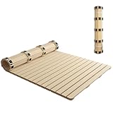 Tragbares, faltbares Massivholz-Bettgestell, Lattenrost-Design, atmungsaktive Bettplatte für Schlafzimmer und Wohnzimmer, japanischer Stil, Futon, kompakt, 100 cm Klappbett