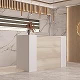 Rezeptionstheken, große Empfangstheken, Rezeptionstresen mit verstellbaren Einlegeböde, Rezeption, Rezeptionstheke,Büromöbel, Holzfarbe und weiß, 180X60X110cm, MDF, Modern und Stilvoll
