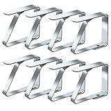 Blooven 8 Stück Tischtuchklammern Edelstahl, Tischdeckenklammer Tischabdeckungsklemmen Tischdecke Clips Tischtuch Clips - Silber, Für Tische mit max. Plattenstärke von 3 cm (4 cm x 8 PCS)
