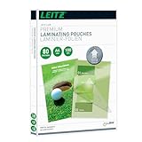 Leitz Heißlaminierfolien A4 80 mic, Laminierfolien in Premium-Qualität im 100er Pack, Glänzend, Transparent, Vereinfachtes Einlegen durch UDT, iLAM, 74780000