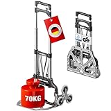ATHLON TOOLS Aluminium Treppensteiger-Sackkarre klappbar TÜV geprüft – extra Langer Griff 110 cm, Ladefläche mit Anti-Rutsch-Pads, Modell 2025
