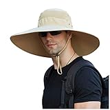 IQYU Sonnenhut Ohrenschutz Cap Eimer Schutz Sonne Faltbare Fischer im freien Doppelhut für Männer Baseballmützen Strohhut Gärtner