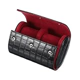 sourcing map Uhrenreiseetui für Herren, Krokodilmuster, Leder, Uhrenrolle, Reiseetui, tragbare Uhren-Aufbewahrungsbox für Weihnachten, Geburtstag und Jahrestag, 2 Steckplätze (schwarz)