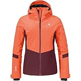 Schöffel Damen Ski Jacket Kanzelwand L, komfortable Skijacke mit 4-Wege-Stretch, wasserdichte und atmungsaktive Outdoorjacke mit Skiticket-Tasche, coral orange, 42