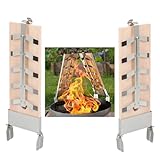 Flammlachsbretter 2er Set Räucherbretter für Lachsfilet Flammlachsbrett für Feuerschale aus Zedernholz mit Winkelsystem Befestigung aus Edelstahl & HL Kauf-Block