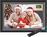 OBVHNUA 10,1' Digitaler Bilderrahmen 128 GB Elektronischer Fotorahmen 1280 * 800 IPS-Bildschirm mit Fernbedienung Foto Musik Video Player Kalenderfunktion, USB- oder SD-Karte, Wandmontierbar