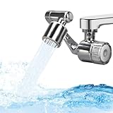 Neue Filter Wasserhahn Verlängerung, 1080° Rotation Wasserhahn Aufsatz, 2 Modi Einstellbar, Handbrause für Waschbecken, Wassersparer für Wasserhahn, Strahlregler mit Adapter für Küche und Bad