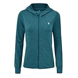 donhobo Damen Laufjacke Sportjacke Langarm Trainingsjacke Full Zip Sweatjacke Für Yoga Fitness mit Tasche Daumenloch (Dunkelblau, L)
