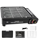 Tragbarer Gasgrill Camping Grill Set mit Grill pan BBQ Netz Mit einem Clip Eisenstock - Tragbare Grills mit Koffer