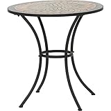 Siena Garden Tisch Prato, Ø70x71cm, Gestell: Stahl, pulverbeschichtet in schwarz matt, Fläche: Mosaik,Tischplatte: Keramik