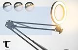 ZOBMIO 2-in-1 Lupe mit Licht,10X LED Lupenleuchte,Verstellbare Arm Lupenlampe Kosmetik mit 3 Modi Farben und Stufenlos 10 Dimmbaren, LED Schreibtischlampe für Reparatur Heimwerker Hobbyarbeiten