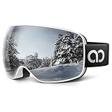 Lamicall Skibrille Herren, OTG Snowboardbrille Damen - [Ultra HD & Breitere Sicht] TOP Anti-Foge Ski Brille für Brillenträger, Verspiegelte Snowboard Schutzbrille, UV400 Schneebrille mit Blendenschutz