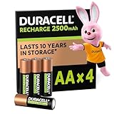 Duracell Akku AA, wiederaufladbare Batterien AA, 4 Stück, Unsere Nr. 1 - längste Haltbarkeit pro Aufladung, vorgeladen