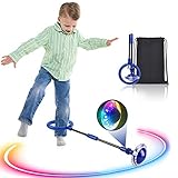 Kqpoinw Kinder Blinkender Springring, Swing Wheel mit Lichtrad Knöchelsprungball Glühender Springender Ball Blinkender Sprungball Spielzeug für Kinder und Erwachsene (Blau)
