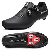 ARTVEP Herren Radschuhe Damen MTB Fahrradschuhe Kompatibel mit Look SPD SPD-SL Delta Lock Pedal Reitschuhe Kompatibel mit Peloton Schuhen Streifen Alles schwarz EU 43/265