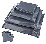Versandbeutel für Kleidung, 100 Stück Grau Plastik Versandtaschen, 4 Verschiedene Maße Selbstklebend und Blickdicht Versandtüten Versandtüten aus Plastik für Kleidung und Textilien