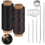 14 Stück Ledergarn Ledernadel, Sattlernadel Rundnadel Dünn Leder Nadel Gebogene Nadel, Nähnadeln, Ledergarn Gewachst, Nadel und Faden Set, Leder Nähset Polsternadeln für Lederhandwerk, Heimwerken