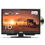 Cello C1624F-12V 16' Zoll Full HD LED TV Integrierter DVD-Player Triple Tuner DVB-T/T2-C-S/S2 HDMI USB 12V KFZ Camping Reise Adapter, Pitch Perfect Sound für EIN einzigartiges Klangerlebnis (2025)