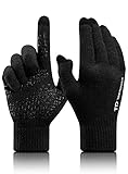 TRENDOUX Handschuhe Herren Winter Warm: Dick Warme Thermohandschuhe mit Touchfunktion Fingerkuppen Weihnachten Geschenk Weihnachten Geschenke Schwarz L