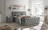 CASHFIELD 8 Boxspringbett mit Bettkasten 180x200, Grau - Bequemes Doppelbett mit 7-Zonen-Federkern Matratze & Kaltschaum Topper mit Klimaband - 200 x 113 x 225 cm (B/H/T)