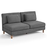 Vesgantti Cord 3 Sitzer Sofa ohne Armlehne, 166cm Modernes Dreiersofa mit Kissen, Kombination Sofa perfekt für Wohnzimmer, Schlafzimmer, Büro, werkzeuglose Montage, 166 * 88 * 84cm