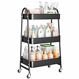 StowBin 3-stöckiger Metallrollwagen, Küchen- und Aufbewahrungswagen mit Rädern, Servierwagen für Wohnzimmer, Bad, Büro und Schlafzimmer, Weiß