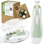 haakaa Baby Nageltrimmer Elektrisch Baby Nagelknipser Set für Neugeborene, Kleinkinder oder Erwachsene Fingernagel- und Zehennagelpflege, Baby Nagelpflege Set & Extra 4 Ersatzpads Kombination, Meadow