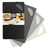 Moritz & Moritz 4x Flexibles Schneidebrett Kunststoff Dünn - Schneidebretter je 25 x 14,5 cm - Frühstücksbrettchen - Schneidebrett Flexibel - Für sicheres Schneiden mit Grifföffnung