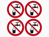 Aufkleber Kein Trinkwasser Hinweis 5 cm Sticker Set Rund Warnzeichen für Außenbereich Witterungs- und UV-Beständig
