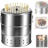 Edelstahl-Holzkohlegrill, rauchfrei, tragbar, für Camping und Picknick, perfekte Outdoor-Kochausrüstung